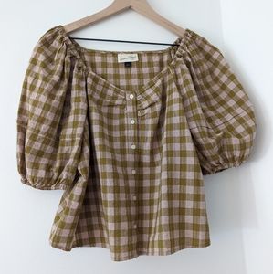 Universal Thread Gingham Pink & Green Short Sleeve